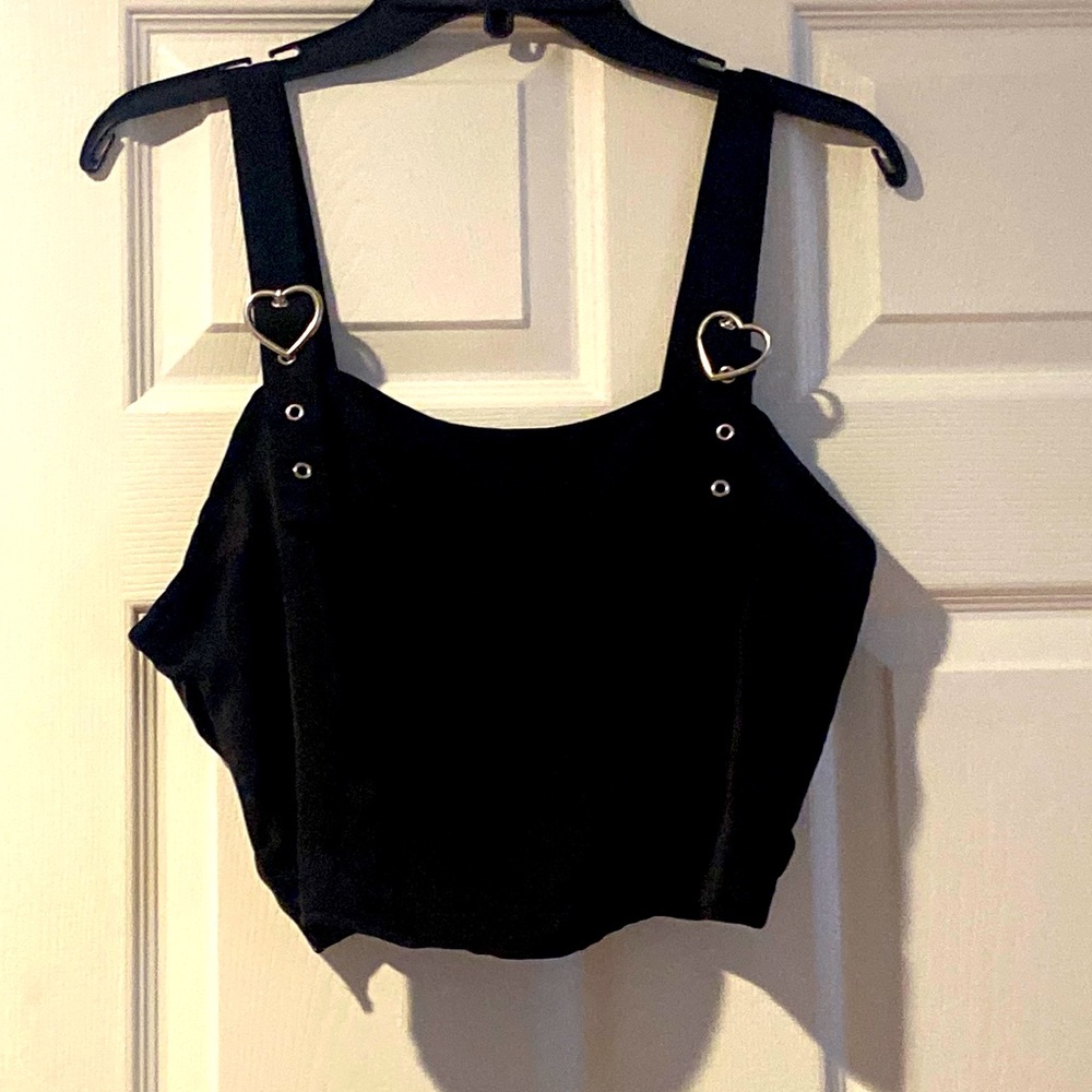 Cute Crop Top with Heart Buckled Straps